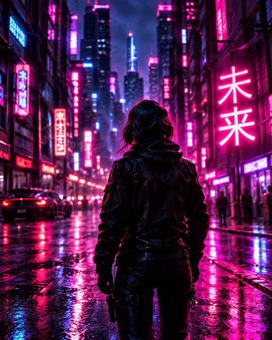 AI neon city artwork